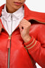Mackage Brick Red Leather 'Krysta' Jacket with Knit Trim Size S