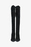 Christian Dior Black Suede Knee High Heeled Boots with Silver Detail Size 38.5