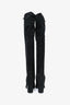 Christian Dior Black Suede Knee High Heeled Boots with Silver Detail Size 38.5