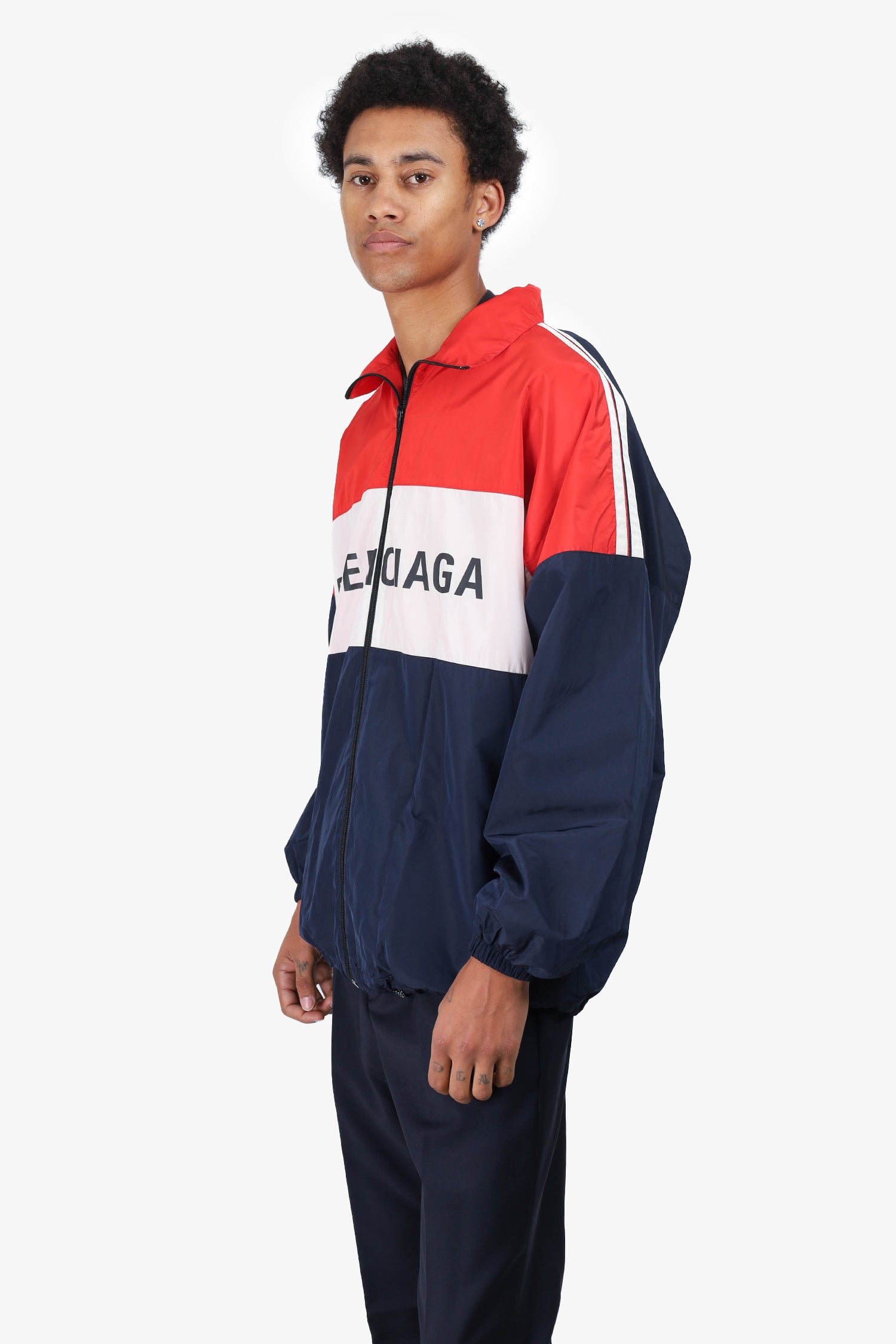 Balenciaga Red/Navy Nylon Logo Windbreaker Size 34 Mens – Mine & Yours