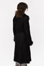 Joseph Black Lambskin Long Belted Coat Size 36
