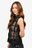 Simone Rocha Black Mesh Tinsel Sleeveless Top Size 4
