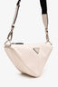 Prada White Leather Triangle Crossbody