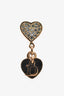 Christian Dior Crystal Studded Heart Shaped Ear Pendants
