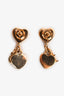 Christian Dior Crystal Studded Heart Shaped Ear Pendants