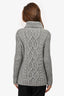 Holt Renfrew Vintage Grey Baby Alpaca/Merino Wool Cable Knit Sweater Size XS