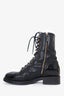 Pre-Loved Chanel™ Black Interlocking CC Logo Leather Combat Boots Size 40.5