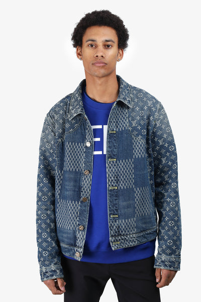 Louis Vuitton x Nigo 2020 Blue Damier Monogram Denim Jacket Size 52 Mens
