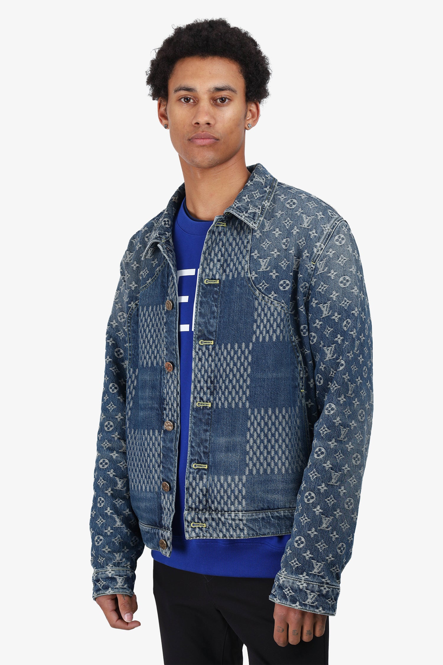 Louis Vuitton x Nigo 2020 Blue Damier Monogram Denim Jacket Size
