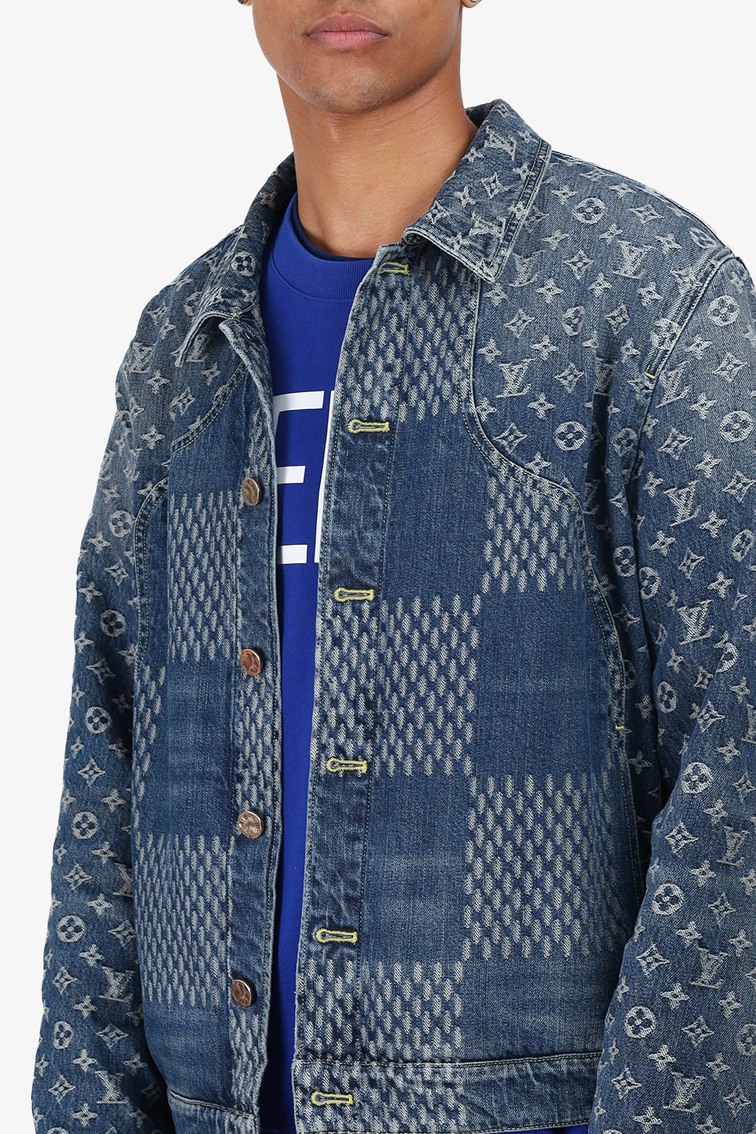 Louis Vuitton x Nigo 2020 Blue Damier Monogram Denim Jacket Size