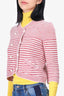 Pre-Loved Chanel™ 2015 Red/White Striped Tweed Jacket Size 34