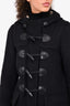 Burberry Brit Black Wool Duffle Hooded Coat Size 2