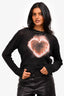 R13 Grey Cashmere Heart Printed Distressed Sweater Size L