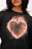 R13 Grey Cashmere Heart Printed Distressed Sweater Size L