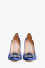 Manolo Blahnik Blue Satin Hangisi Heels Size 36.5 (As Is)