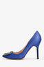 Manolo Blahnik Blue Satin Hangisi Heels Size 36.5 (As Is)