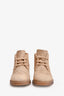 Pre-Loved Chanel™ 2016 Beige Suede CC Logo Lace Up Ankle Boots Size 37 (As Is)
