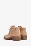 Pre-Loved Chanel™ 2016 Beige Suede CC Logo Lace Up Ankle Boots Size 37 (As Is)