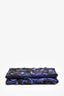 Oscar de la Renta Navy Satin Bead Embellished Clutch with Chain (As Is)
