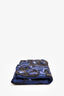 Oscar de la Renta Navy Satin Bead Embellished Clutch with Chain (As Is)