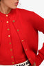 Hermès Vintage Red Wool Knit Sleeveless Button Top + Button Down Cardigan Set Size S