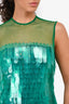 Dries Van Noten Green Translucent Fringe/Mesh Sleeveless Top Size 36