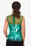 Dries Van Noten Green Translucent Fringe/Mesh Sleeveless Top Size 36