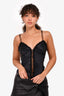 Roberto Cavalli Black Silk Crystal Embellished Ruffle Detail Corset Top Size 40 (As Is)