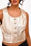 Pre-Loved Chanel™ 1994 Gold Leather/Silk Sleeveless Button Vest Size 40