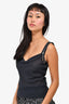 Christian Dior Vintage Black Sheer Silk Cowl Neck Zipper Strap Detail Blouse Size 4