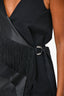 Altuzarra Black Sleeveless Buckle Detail Fringe Top Size 34