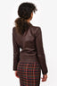 Roberto Cavalli Brown Leather Braided Detail Jacket Size 40