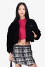 Prada Black Velvet Cropped Down Jacket Size 36