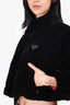 Prada Black Velvet Cropped Down Jacket Size 36
