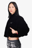 Prada Black Velvet Cropped Down Jacket Size 36