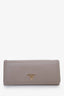 Prada Grey Daino Leather Flap Continental Wallet