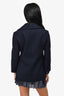 Celine Navy Wool Button Detail Double Breasted Coat Size 38
