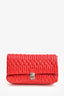 Miu Miu Red Leather Crystal Embellished Shoulder Bag
