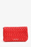 Miu Miu Red Leather Crystal Embellished Shoulder Bag