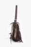 Fendi Brown/Beige Goat Hair-Trimmed Knit Baguette (Refurbished)