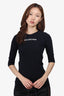 Balenciaga Black Logo 3/4 Sleeved Top Size 42