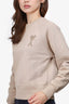 Ami Paris Beige Embossed Heart Crew Sweatshirt