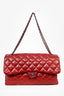 Pre-Loved™ Chanel 2011/12 Red Lambskin Leather Maxi 3 Accordion CC Flap Bag