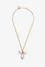 Louis Vuitton Gold Toned Chain 'Damier Perle' Necklace
