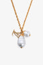 Louis Vuitton Gold Toned Chain 'Damier Perle' Necklace