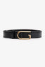 Gucci Black Leather Gold G Buckle Belt Size 70/28