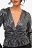 Ba&sh Silver Sequin V-Neck Ruched Top Size 1