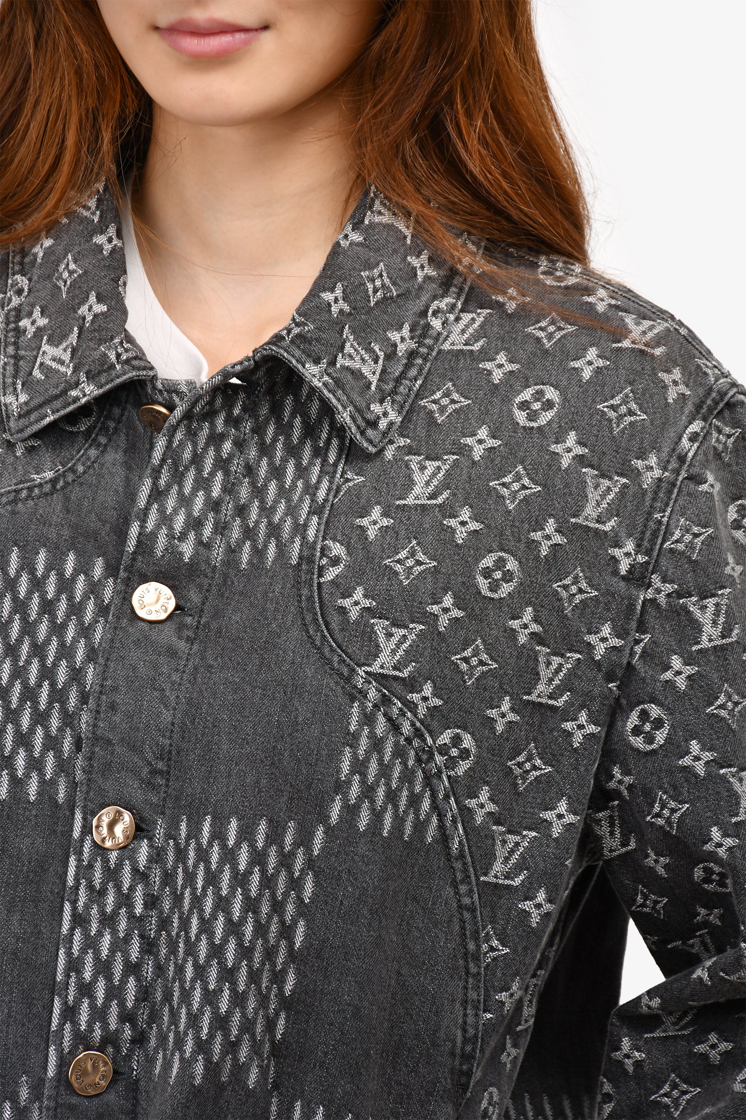 Louis Vuitton x Nigo 2020 Grey Damier Monogram Denim Jacket Size