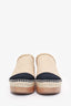 Pre-Loved Chanel™ Beige Lambskin Grosgrain Quilted CC Chain Espadrille Mules Size 38