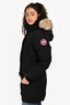Canada Goose Black Down Puffer Jacket with Fur Hood Size XS